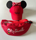 Disney Minnie Mouse Red Hat & Fanny Pack Set – Ears Bow Cap & Waist Bag Bundle